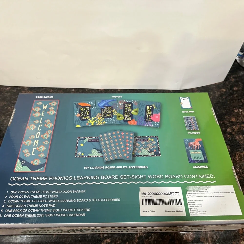 Like School Like Home Ocean Theme Phonics Learning Board Sight Word Set New